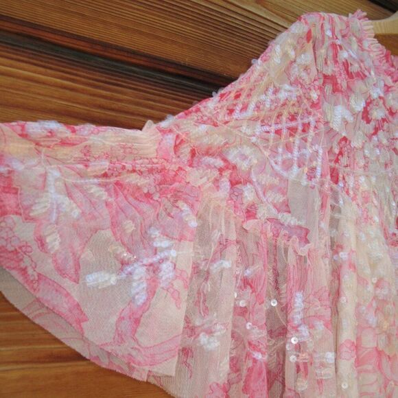 MAC DUGGAL  9148 Womens Pink Flounce Sleeve Floral Embellished Dress - Picture 9 of 15